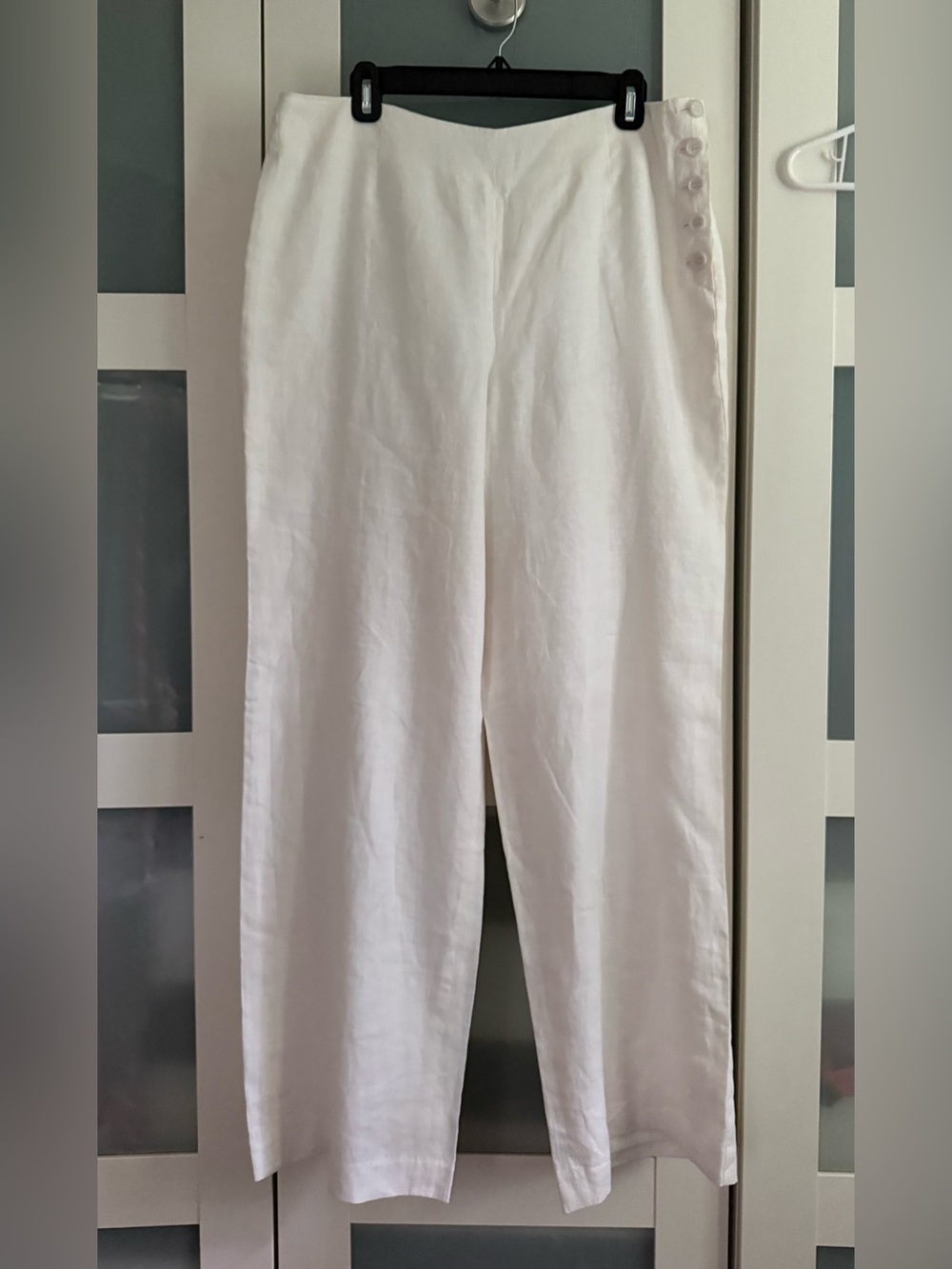 Talbots Women's White Linen Wide-Leg Lined Pants 10